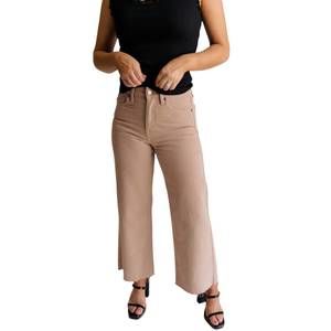 NEW JUST USA lena wide cropped leg pants in light taupe